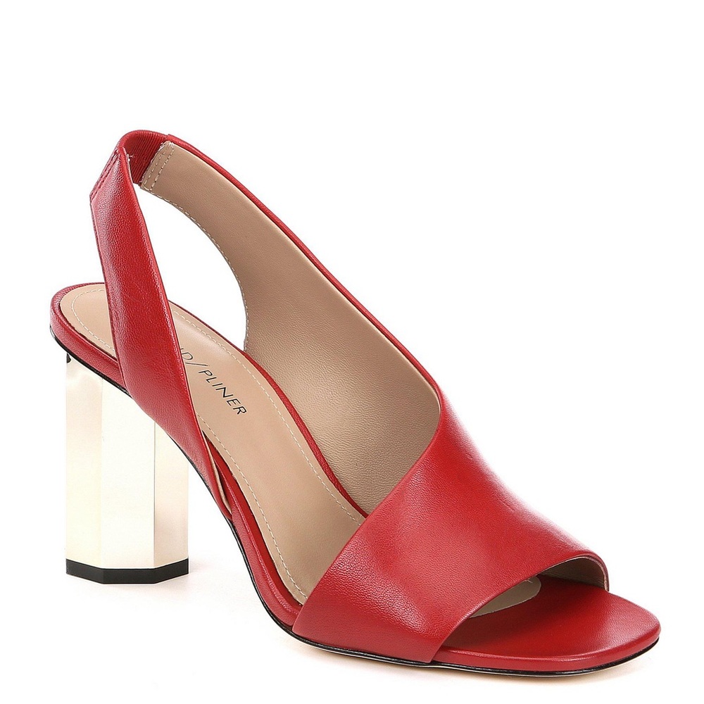 DONALD PLINER Red Leather Mirror Heels